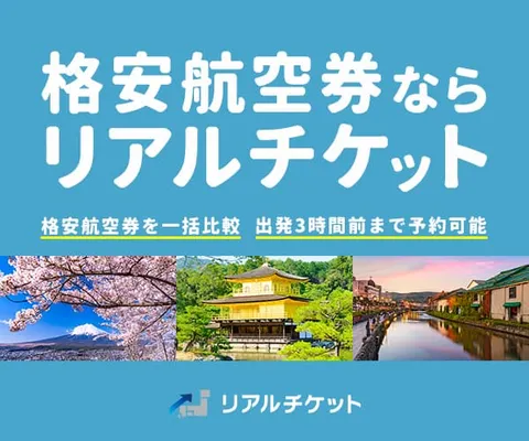 24時間365日国内航空券の最安値を一発検索・予約・購入が可能 リアルチケット