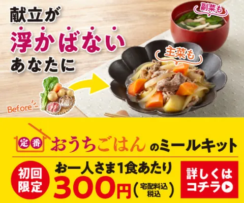 素材を活かした定番料理が楽しめるミールキット 定番おうちごはん