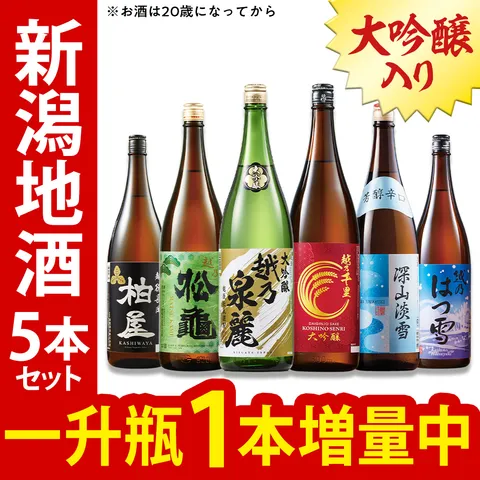 家呑み応援 新潟地酒飲み比べ一升瓶5本組(ベルーナ)